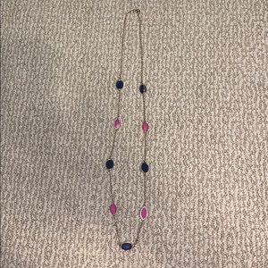 Long pink and blue necklace